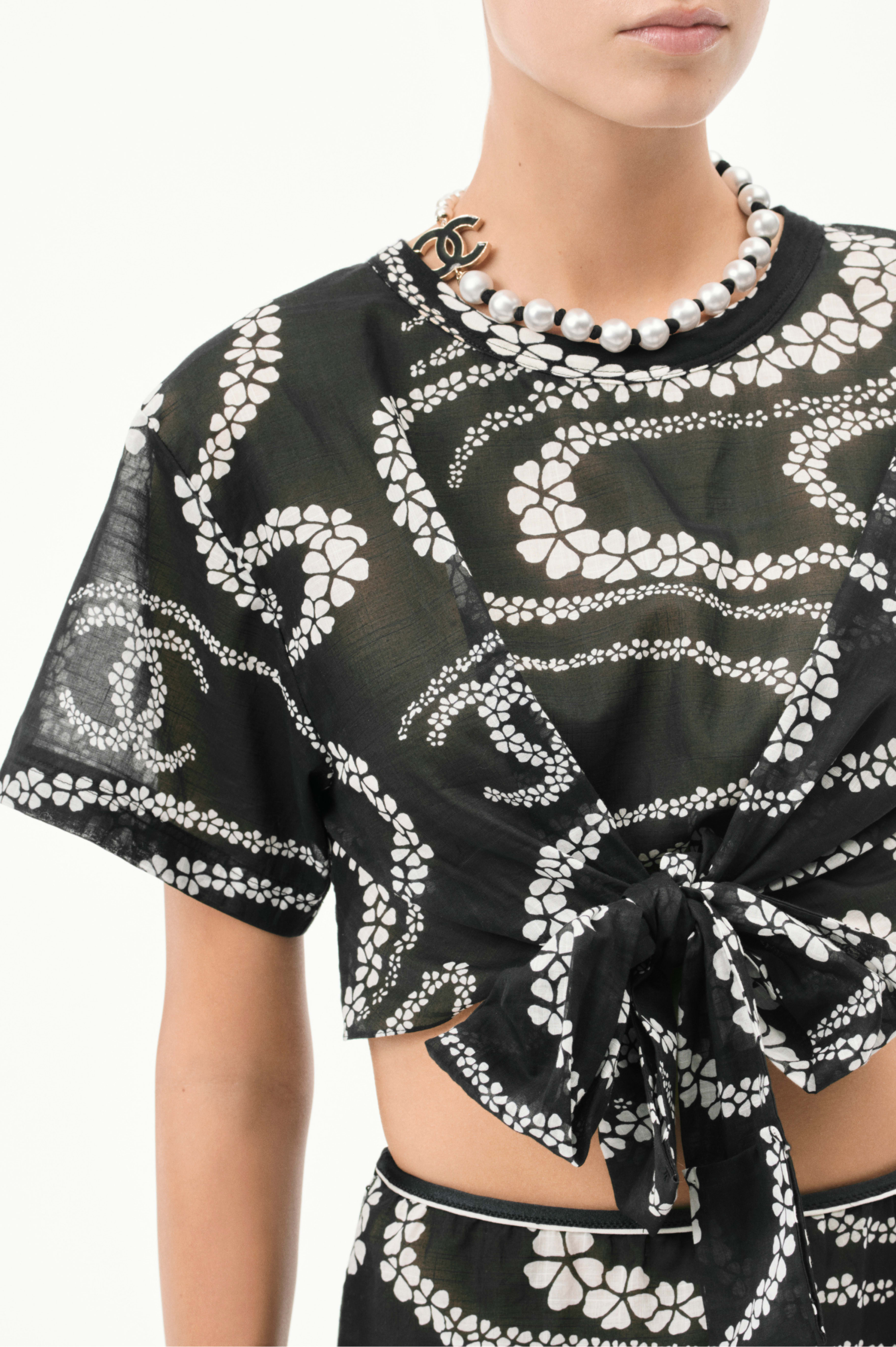 Top - Black & White - Printed Cotton Voile - Other view